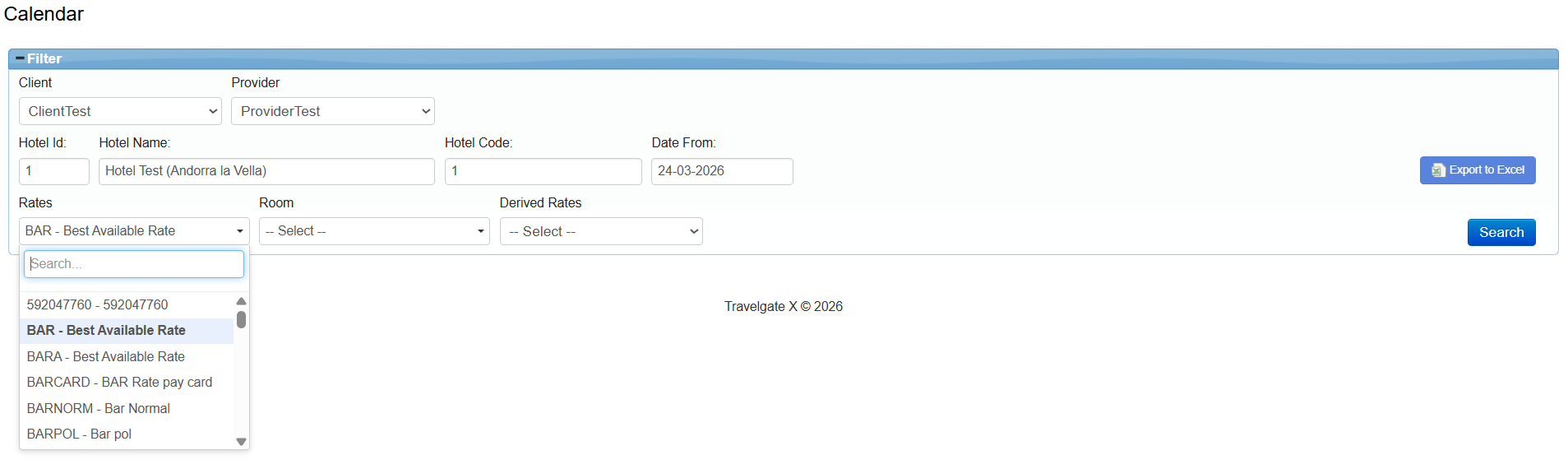 Inventory Calendar Filter with Search