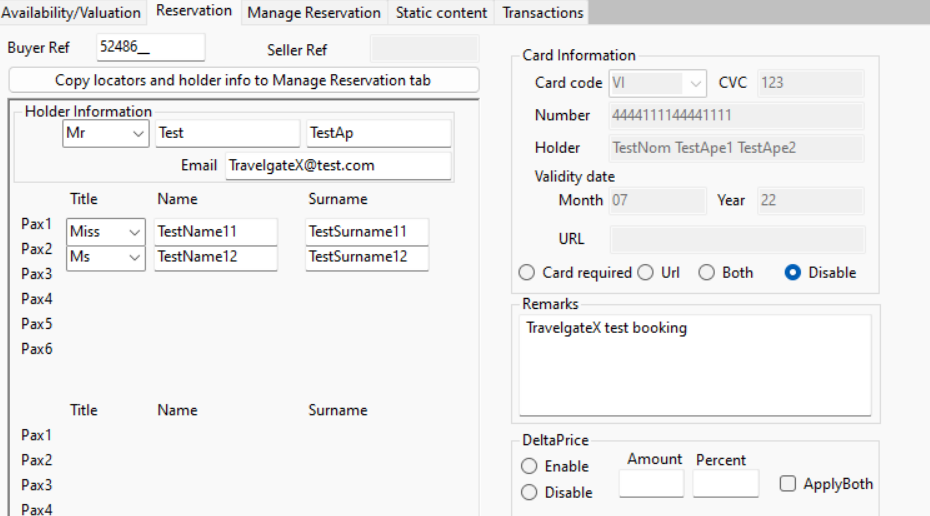 Reservation Tab